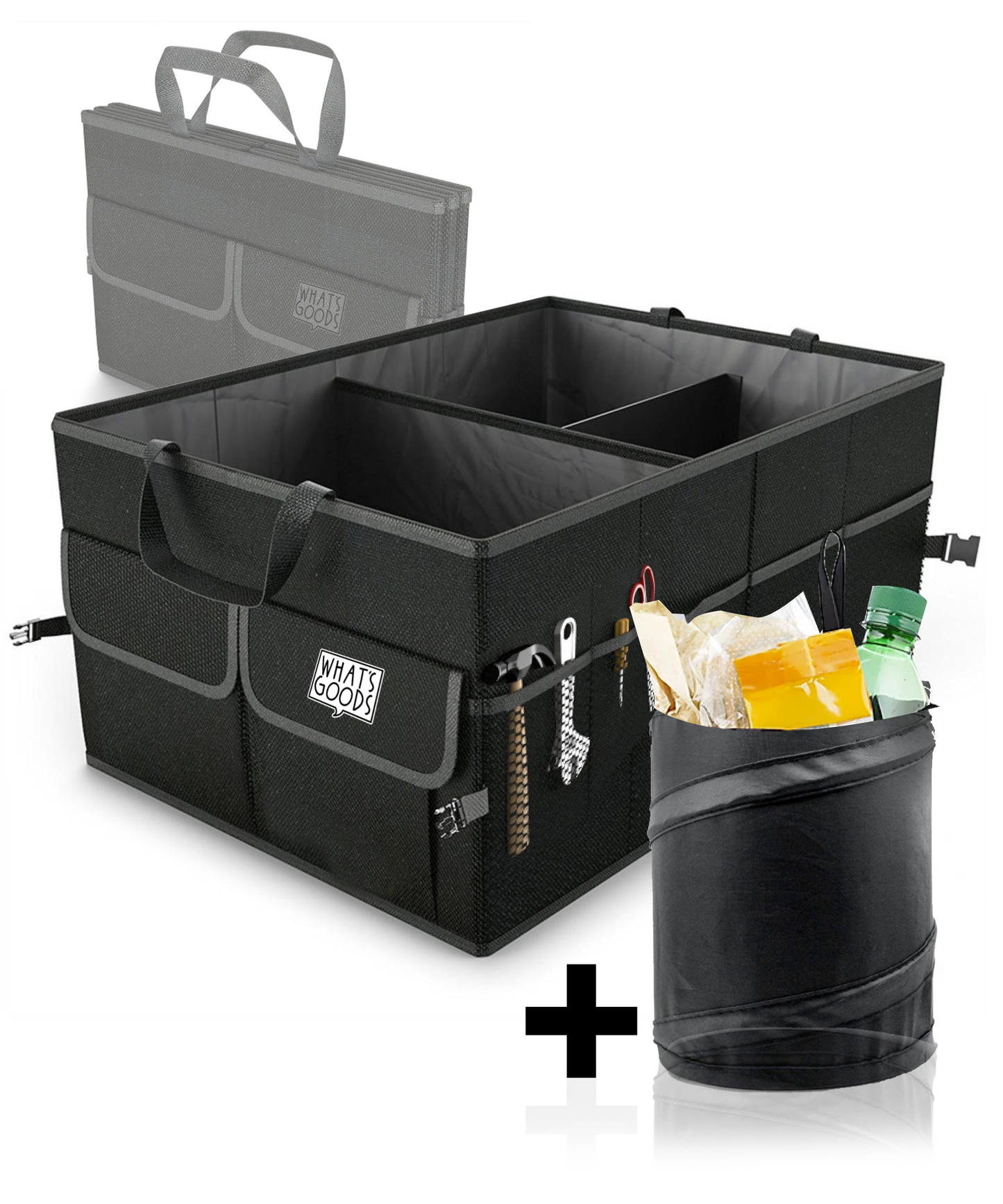 Opvouwbare kofferbak organizer & boodschappentas + GRATIS autoprullenbak