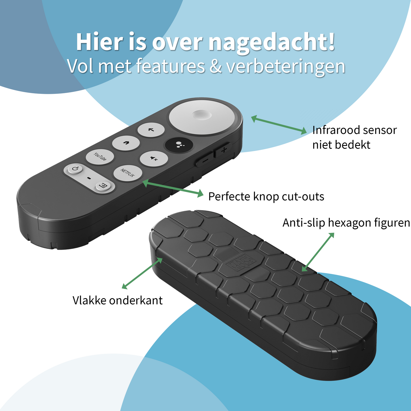 Afstandsbediening beschermhoesje - Geschikt voor Google Chromecast® TV afstandsbediening - Zwart