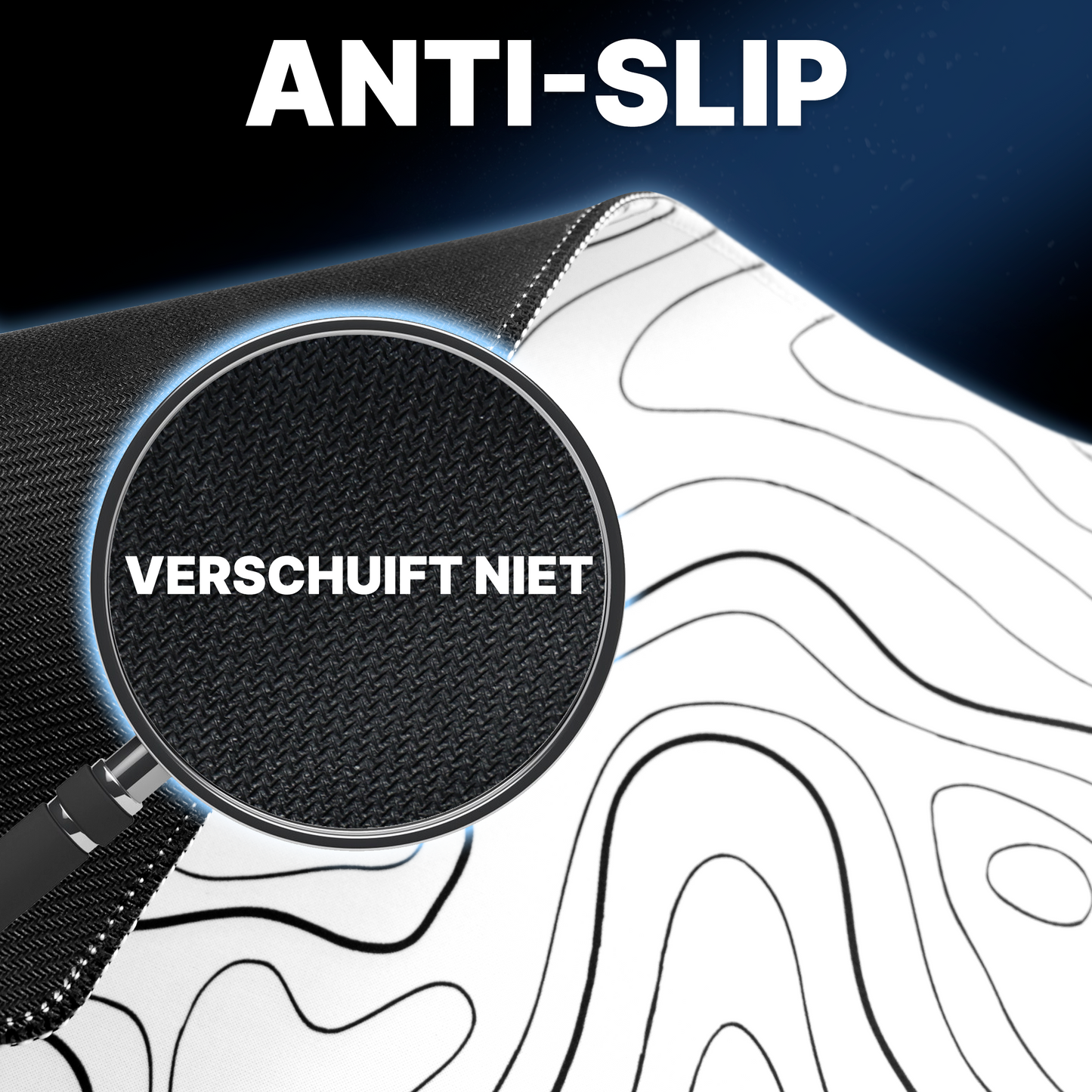 What's Goods® Muismat 90x40 cm XXL (4mm dik) Topografisch wit