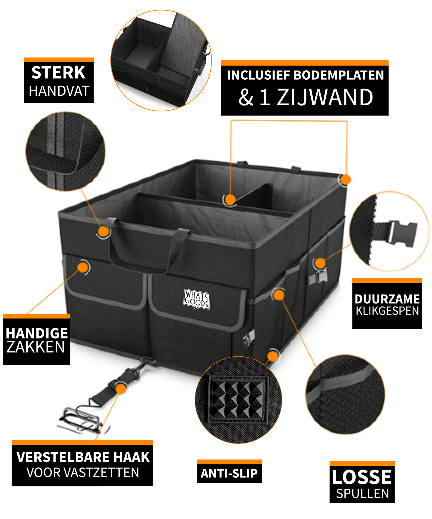 Opvouwbare kofferbak organizer & boodschappentas + GRATIS autoprullenbak