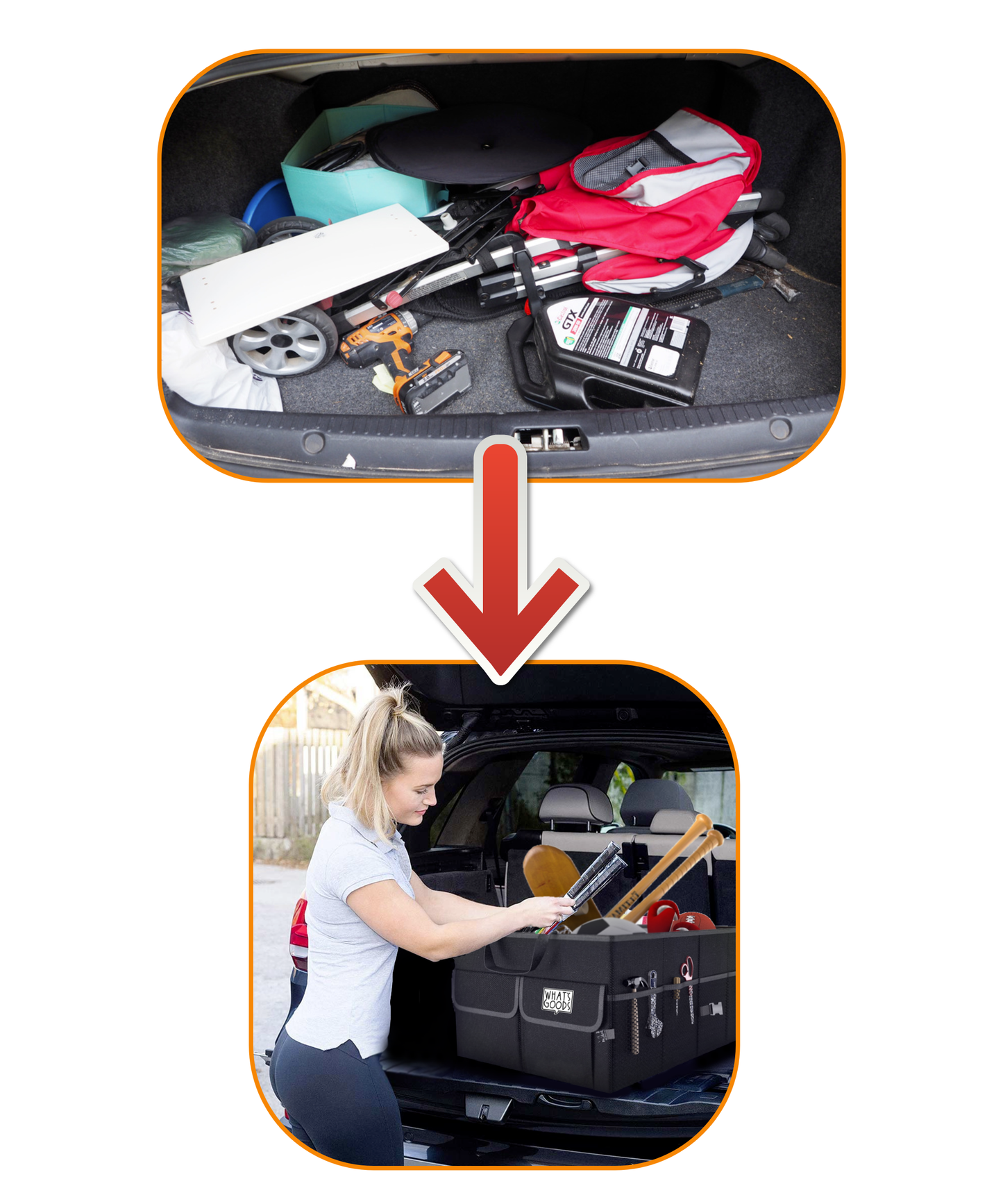 Opvouwbare kofferbak organizer & boodschappentas + GRATIS autoprullenbak