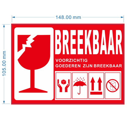 Breekbaar stickers 50 stuks 14,8x10,5cm